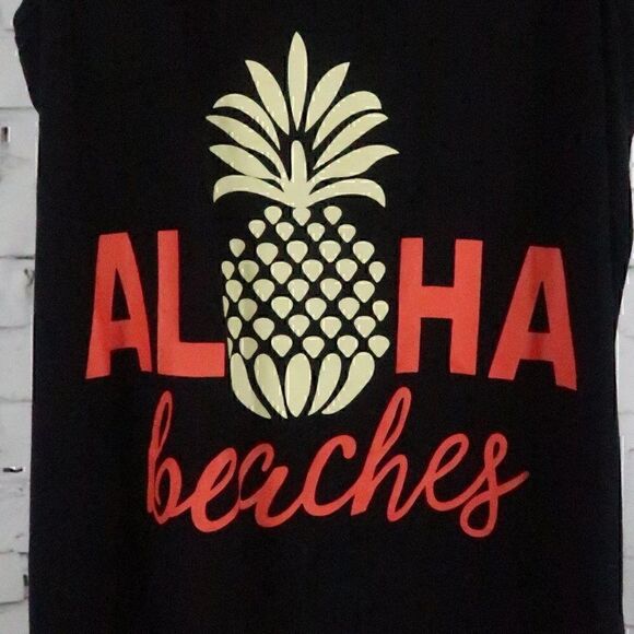 ALOHA BEACHES BLACK RACERBACK TANK TOP SIZE SMALL - Picture 3 of 8